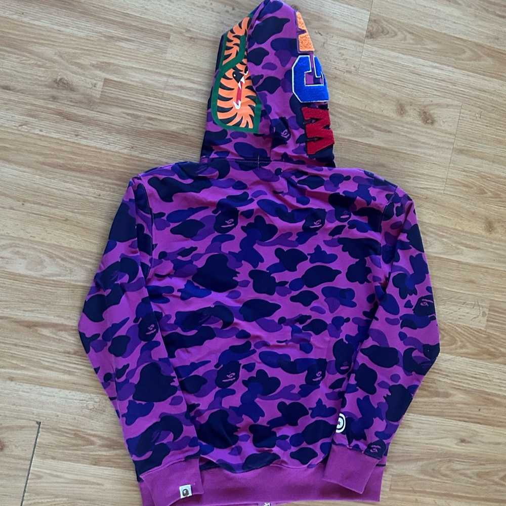 Bape Purple and Pink Camo Shark Hoodie Full Zip Size Size Large - Picture 10 of 12